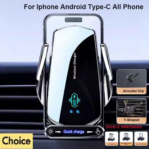 Wireless Car Charger Phone Holder with Manual Clamp
