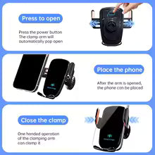 Wireless Car Charger Phone Holder with Manual Clamp